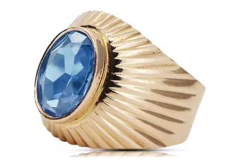 Anneau Aigue-marine Or rose 14 carats vintage d'origine Bijoux vintage vrc127r